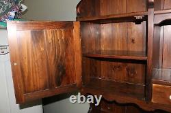 Vintage 1970's Ethan Allen Antiqued Old Tavern Pine China Hutch Cabinet Cupboard