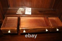 Vintage 1970's Ethan Allen Antiqued Old Tavern Pine China Hutch Cabinet Cupboard