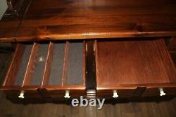 Vintage 1970's Ethan Allen Antiqued Old Tavern Pine China Hutch Cabinet Cupboard