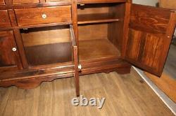 Vintage 1970's Ethan Allen Antiqued Old Tavern Pine China Hutch Cabinet Cupboard