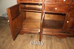 Vintage 1970's Ethan Allen Antiqued Old Tavern Pine China Hutch Cabinet Cupboard