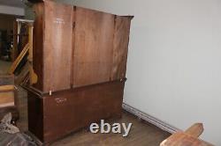 Vintage 1970's Ethan Allen Antiqued Old Tavern Pine China Hutch Cabinet Cupboard