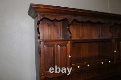 Vintage 1970's Ethan Allen Antiqued Old Tavern Pine China Hutch Cabinet Cupboard