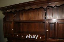 Vintage 1970's Ethan Allen Antiqued Old Tavern Pine China Hutch Cabinet Cupboard