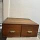 Vintage 2 Drawer Library Index Card Catalog File Cabinet Tiger Oak Wood Free Shp