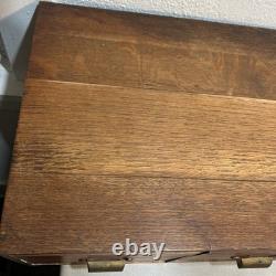 Vintage 2 Drawer Library Index Card Catalog File Cabinet Tiger Oak Wood Free SHP