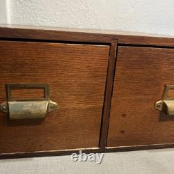Vintage 2 Drawer Library Index Card Catalog File Cabinet Tiger Oak Wood Free SHP