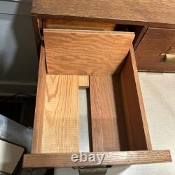 Vintage 2 Drawer Library Index Card Catalog File Cabinet Tiger Oak Wood Free SHP