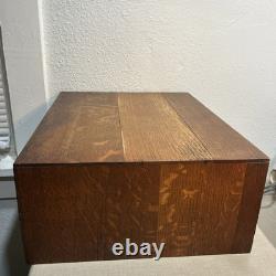 Vintage 2 Drawer Library Index Card Catalog File Cabinet Tiger Oak Wood Free SHP