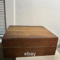 Vintage 2 Drawer Library Index Card Catalog File Cabinet Tiger Oak Wood Free SHP