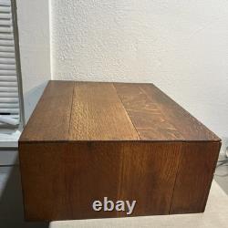 Vintage 2 Drawer Library Index Card Catalog File Cabinet Tiger Oak Wood Free SHP