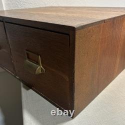 Vintage 2 Drawer Library Index Card Catalog File Cabinet Tiger Oak Wood Free SHP