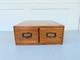 Vintage 2 Drawer Oak Library Card File Index Wooden Recipe Box