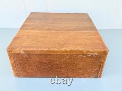 Vintage 2 Drawer Oak Library Card File Index Wooden Recipe Box