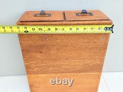 Vintage 2 Drawer Oak Library Card File Index Wooden Recipe Box