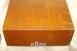 Vintage 2 Drawer Wood Library Card File Box Index File Oak Dovetail Cabinet
