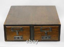 Vintage 2-Drawer Wood Wooden Card Catalog Cabinet for 3x5 Cards