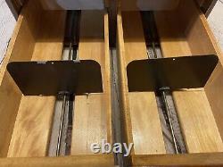 Vintage 2 Drawer Wooden Card Catalog File Cabinet Library Dovetail Brass Handle