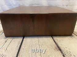 Vintage 2 Drawer Wooden Card Catalog File Cabinet Library Dovetail Brass Handle