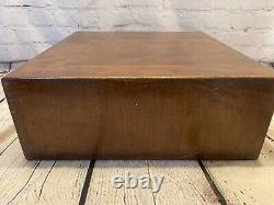 Vintage 2 Drawer Wooden Card Catalog File Cabinet Library Dovetail Brass Handle