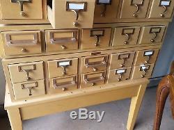 Vintage 35 Drawer Blond Wood Index Library Card Catalog Cabinet Office File