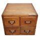 Vintage 4 Drawer Library Card Catalog Box Index Cabinet Dovetail U. S Army Wood