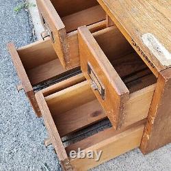 Vintage 4 Drawer Library Card Catalog Box Index Cabinet Dovetail U. S Army Wood