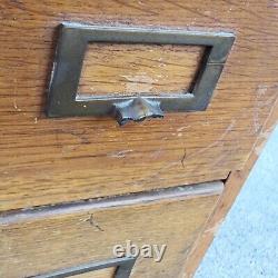 Vintage 4 Drawer Library Card Catalog Box Index Cabinet Dovetail U. S Army Wood