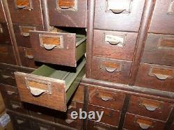 Vintage 4 Pc 72 Drawer Wood Library Bureau Industrial File Cabinet