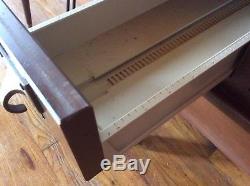 Vintage 5 Drawer Library Card Catalog Index File Cabinet Wood wooden brass