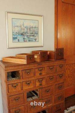 Vintage 6 Drawer Library Card Catalog Dovetail Library Bureau Sole Maker