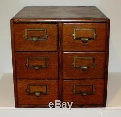 Vintage 6-Drawer Oak Filing Cabinet Dovetail Joints 16 X 13 X 13