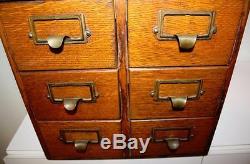 Vintage 6-Drawer Oak Filing Cabinet Dovetail Joints 16 X 13 X 13