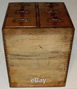 Vintage 6-Drawer Oak Filing Cabinet Dovetail Joints 16 X 13 X 13