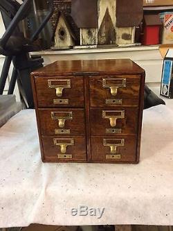 Vintage 6 Drawer Oak Library Card Catalog