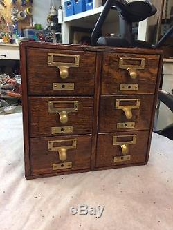 Vintage 6 Drawer Oak Library Card Catalog