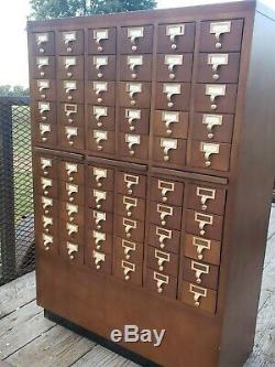 Vintage 60 Drawer Card Catalog Library Maple