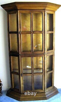 Vintage 69 Tall Wood Glass Front Lighted China Cabinet Curio Doll Cabinet