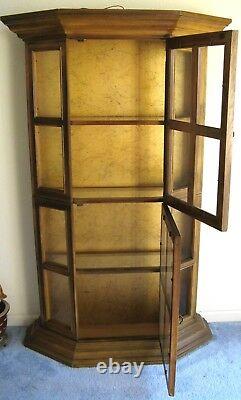 Vintage 69 Tall Wood Glass Front Lighted China Cabinet Curio Doll Cabinet