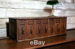 Vintage 7 Drawer Wood Cabinet oak File Box industrial japanned finish library