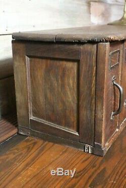 Vintage 7 Drawer Wood Cabinet oak File Box industrial japanned finish library