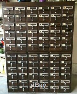 Vintage 72 Drawer Library Index Card File Catalog Cabinet