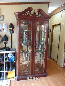 Vintage American Chippendale Style Mahogany Lighted China Hutch