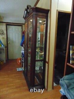 Vintage American Chippendale Style Mahogany Lighted China Hutch