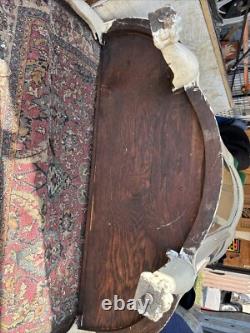 Vintage Antique China Cabinet Curved Beveled Glass Curio 4 Shelves Claw Feet