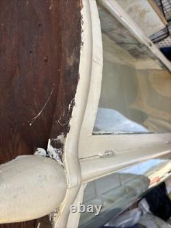 Vintage Antique China Cabinet Curved Beveled Glass Curio 4 Shelves Claw Feet