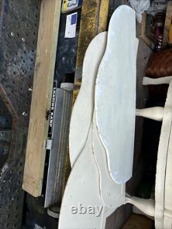 Vintage Antique China Cabinet Curved Beveled Glass Curio 4 Shelves Claw Feet