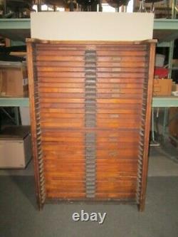 Vintage Antique Hamilton Printers Type 30 Drawer Oak Wood Flat File Map Cabinet