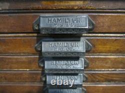 Vintage Antique Hamilton Printers Type 30 Drawer Oak Wood Flat File Map Cabinet