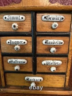 Vintage Antique Late 19th Century German Spice Cabinet, circa 1880-1900